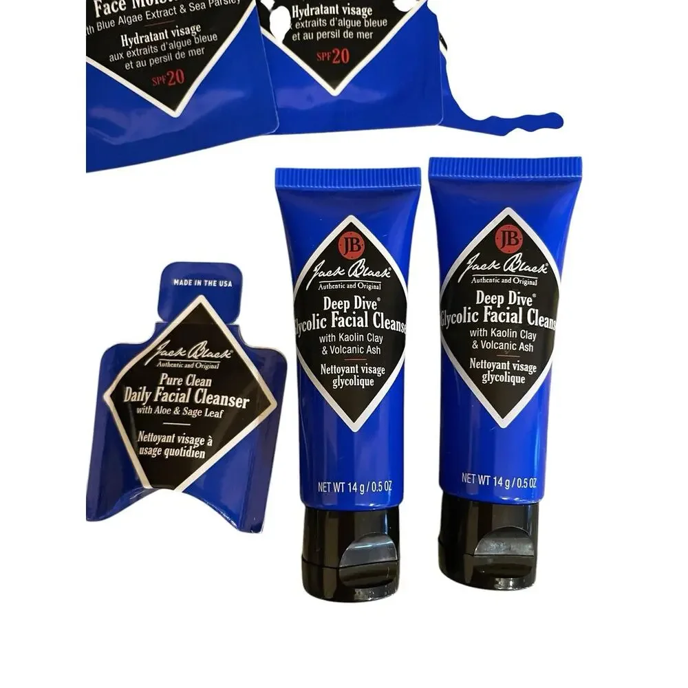 Jack Black Skin Care Mens Blue Grooming  Shave‎ Face Wash SPF Cleanser Lit of 11